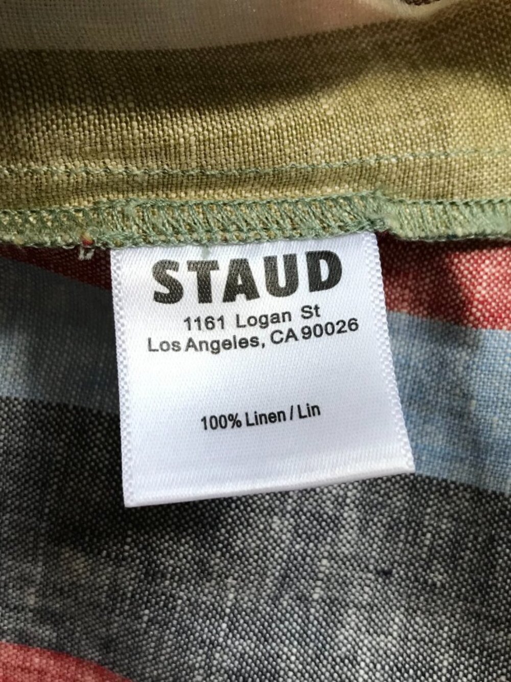 Staud Laura Linen Stripe Maxi Dress Womens Large Green Blue Sleeveless Rainbow - Picture 8 of 13